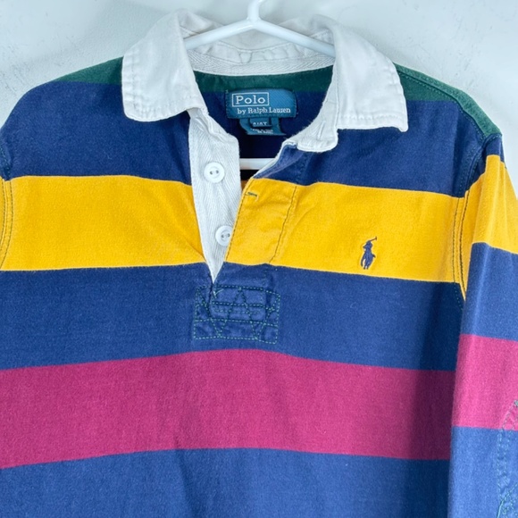 Polo Ralph Lauren Christmas Striped Rugby Shirt Brother Set 18M 4T Elbow Patches - Picture 3 of 16